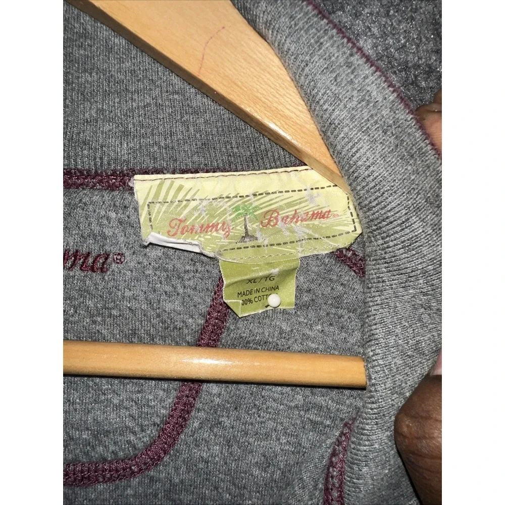 Tommy Bahama 1/4 Zip Reversible Sweater Mens XL‎ Burgandy Gray Cotton Pullover